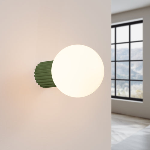 Sollux Lighting Wandlamp HALO olijfgroen IP44 - 12x17x12cm