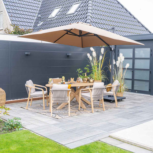 Garden Impressions zweefparasol Hawaii taupe kleurig doek - 300x300 cm
