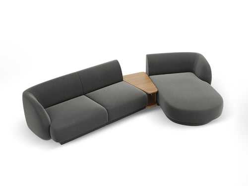 Micadoni Rechte modulaire bank Miley 3-zits, flueel, lichtgrijs - 178x303x70cm