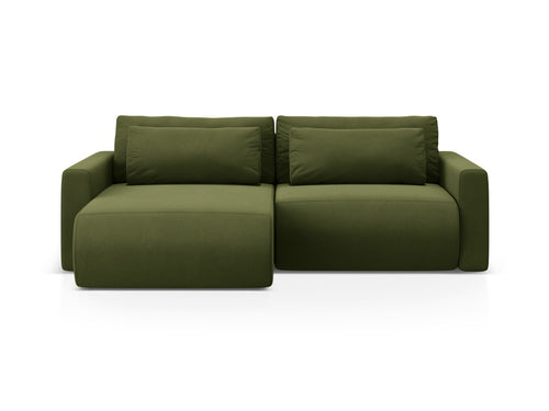 Cosmopolitan Design Omkeerbare converteerbare hoekbank met opbergdoos Belfast 3-zits, flueel legergroen - 149x240x84cm