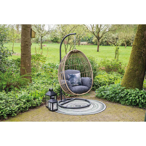 Panama hangstoel - eivorm - carbon black - natural rotan - mystic grey - vtwonen shop