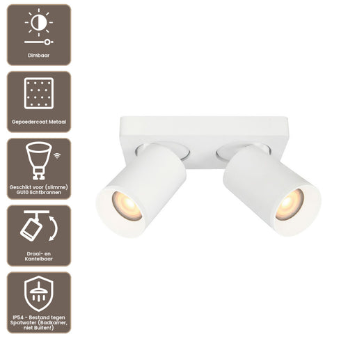 Artdelight Plafondlamp Mega 2L - Wit