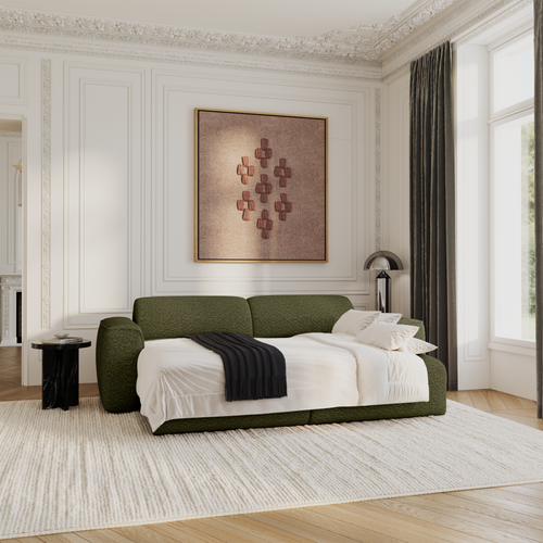 Sia Home - Rechte bank YUMA - Bouclette stof - Olijfgroen - 240cm - vtwonen shop