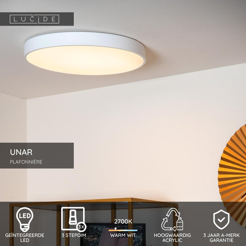 Lucide plafonnière UNAR - Geïntegreerde LED - Wit