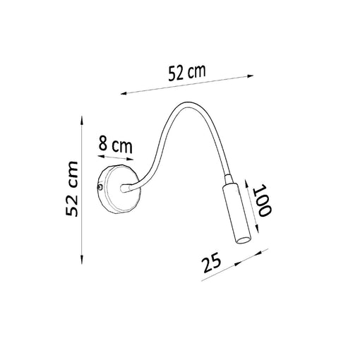 Sollux Lighting Wandlamp AXIL zwart - 8x52x52cm
