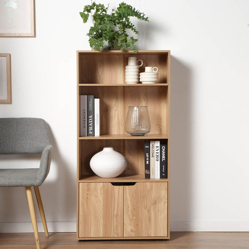 CALICOSY - Rek met 3 niveaus en opbergruimte MODU - Hout - 29x58,5x120 cm