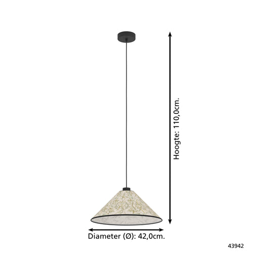EGLO hanglamp Oxpark - e27 - ø 42 cm - zwart/wit/groen - bamboe