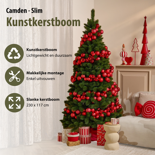 Triumph Tree Camden Kunstkerstboom Slim - Kerstboom H230 x Ø117 cm - Groen