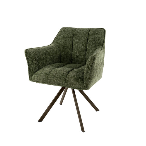 Giga Meubel Eetkamerstoel Alura - Groen - Draaibaar - Set van 2