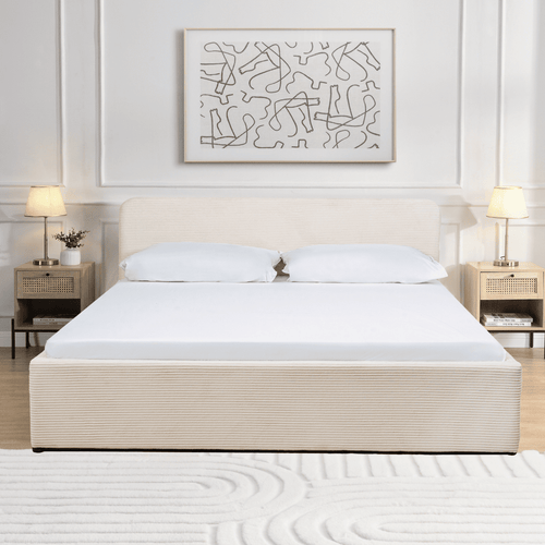 Calicosy - Opbergbed LIVY - Beige hoofdbord - 88x170x215 cm