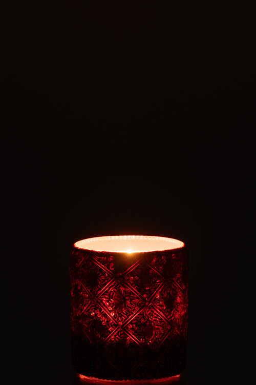 J-Line theelichthouder - glaskralen - donkerbruin/roestbruin - large - vtwonen shop