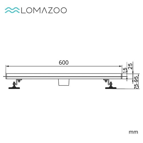 LOMAZOO douchegoot Cayma - geborsteld RVS - 60 cm