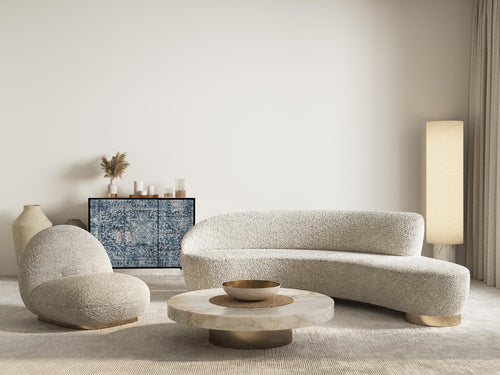 Laag dressoir met 2 deuren en 4 laden van MDF met Blauw vintage tapijt patroon - vtwonen shop