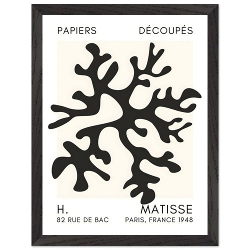 Artfulprints Poster met Lijst Matisse – Dreamy coral flower black   - 30x40 cm - Zwart