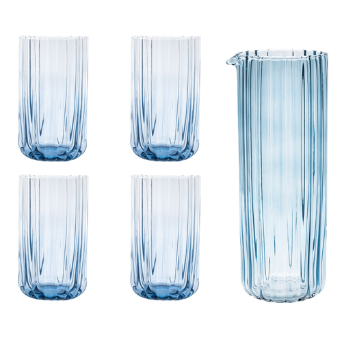 Brut Homeware | Set Gaia | Karaf + 4 Longdrink | blauw