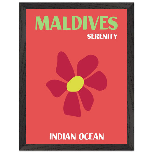 Artfulprints Poster met Lijst Indian Ocean - Maldives   - 30x40 cm - Rood