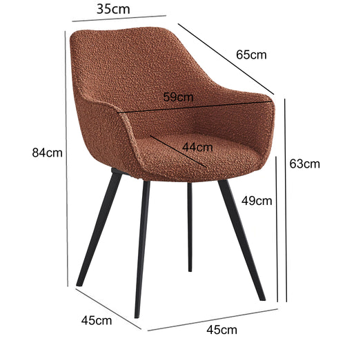 Livingfurn eetkamerstoel Luca boucle - Leaf Brown - 2 stuks - vtwonen shop