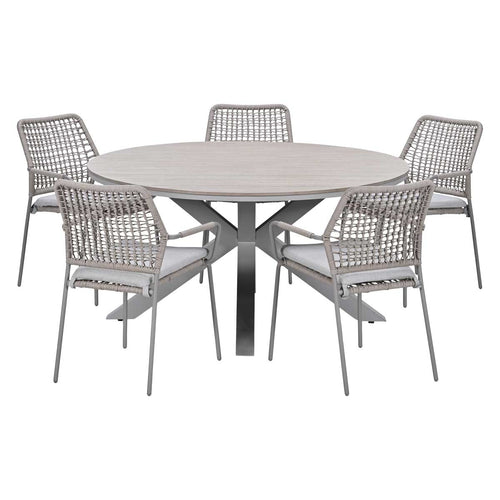 Garden Impressions Tuinset Natas 6-delig taupe - Tulli tuintafel Ø148x75 cm