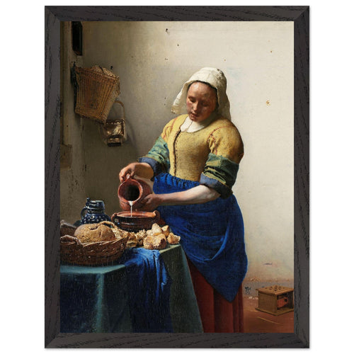 Artfulprints Poster met Lijst Johannes Vermeer -  Het melkmeisje   - 30x40 cm - Meerkleurig