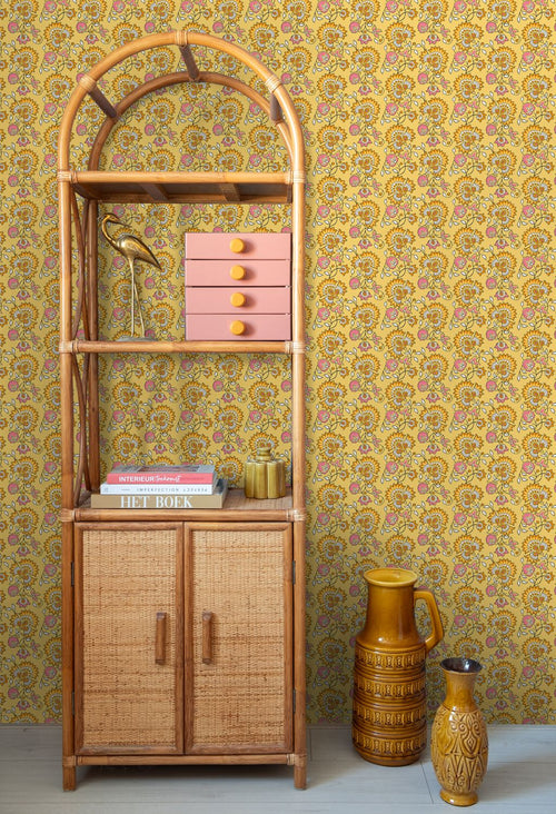 ESTAhome behang vintage bloemen geel en roze - 50 x 900 cm - 131816