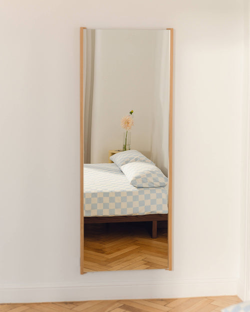 noo.ma Lun full-length wandspiegel 160 x 60 cm - houten frame, Auburn Red & Frosty Blue