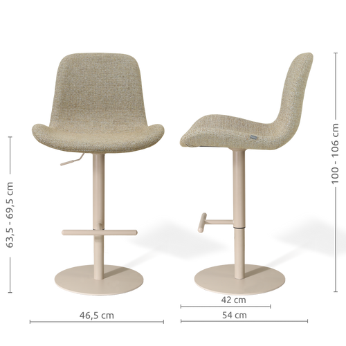 Nolon Niva-Fé tulp barkruk taupe melange - verstelbaar - beige poten