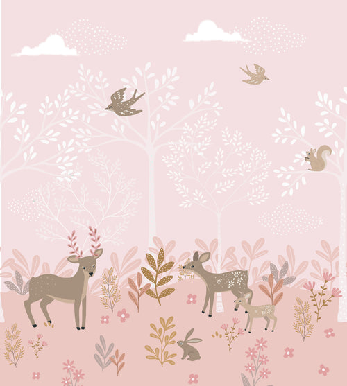 ESTAhome fotobehang hertjes roze - 250 x 279 cm - 159261 - vtwonen shop