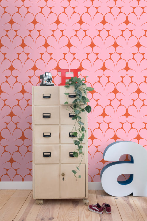 ESTAhome behang retro ornamenten roze en rood - 50 x 900 cm - 131564 - vtwonen shop