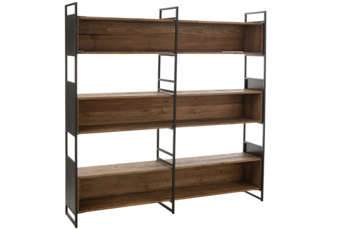 J-Line rek - hout/metaal - zwart/naturel - large