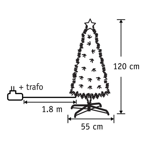 Luca Lighting Mercury Kerstboom met Fibre Optic Verlichting - Kerstversiering voor Binnen met 135 LED Lampjes - Kunstboom Rond met Sterrenpiek - H120