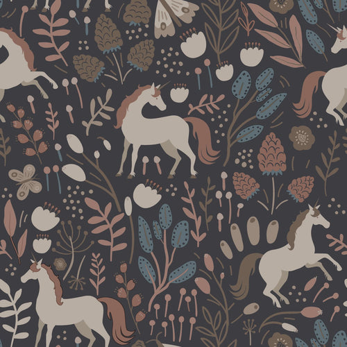 ESTAhome behang unicorns donkerblauw en bruin - 50 x 900 cm - 131462 - vtwonen shop