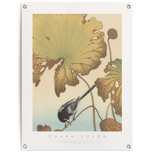 Reinders Ohara Koson's Wagtail and Lotus tuinposter -  bruin - tuin - 80x60cm