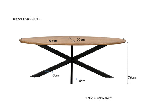 Livingfurn eetkamertafel Jesper Oval - 180cm - mangohout - vtwonen shop