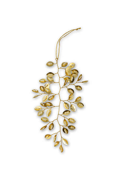 vtwonen - Kerstornamenten Leaf - Metaal - Goud - 17 x 10 cm - Set van 2