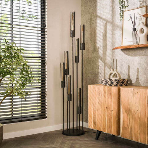 Giga Meubel Vloerlamp Tube - Zwart Metaal - 7-Lichts - 35x35x186cm - vtwonen shop
