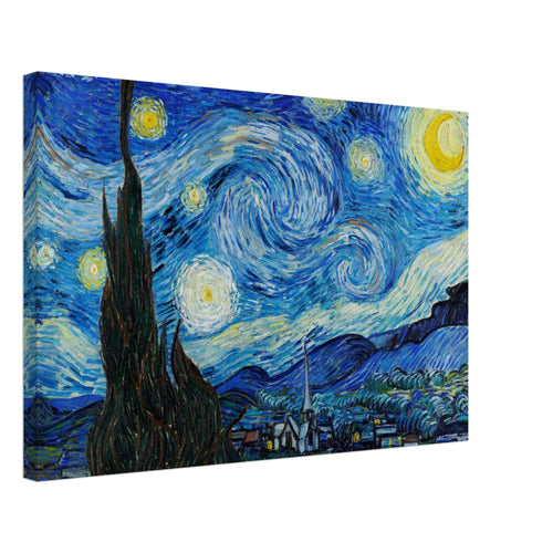Artfulprints Canvas Vincent van Gogh - Starry night canvas - 60x40 cm - Blauw