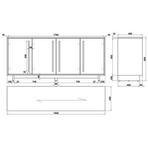 DÉJA Living Dressoir Samano - Naturel Eikenhout - 180x45x80cm