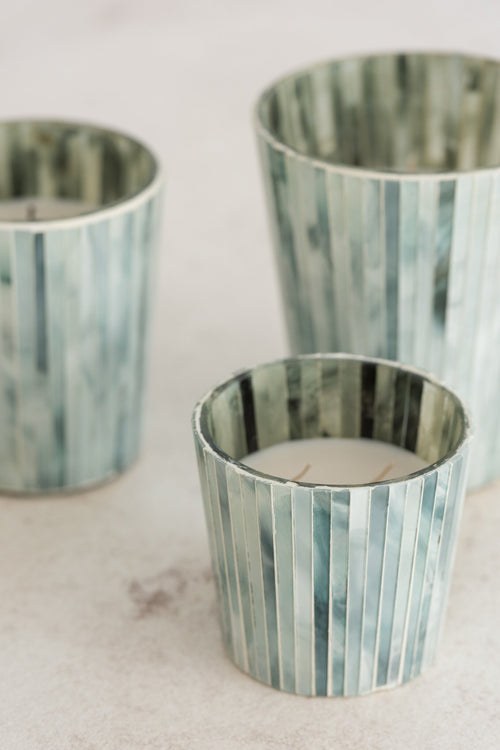 J-Line geurkaars Noa - Seaside Bliss - glas - lichtblauw - large - 75U