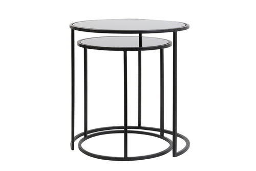 Light & Living bijzettafel DUARTE - Ø50x52cm - zwart - Set van 2