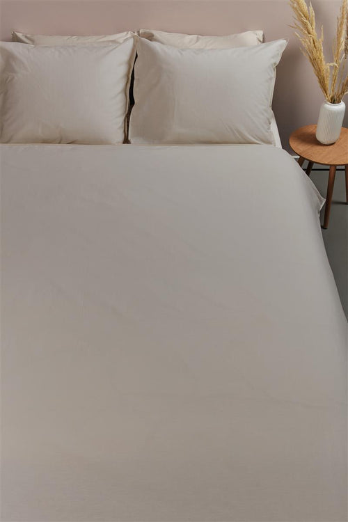Ambiante Cotton Uni dekbedovertrek - Effen - Eenpersoons - 140x200/220 - Taupe
