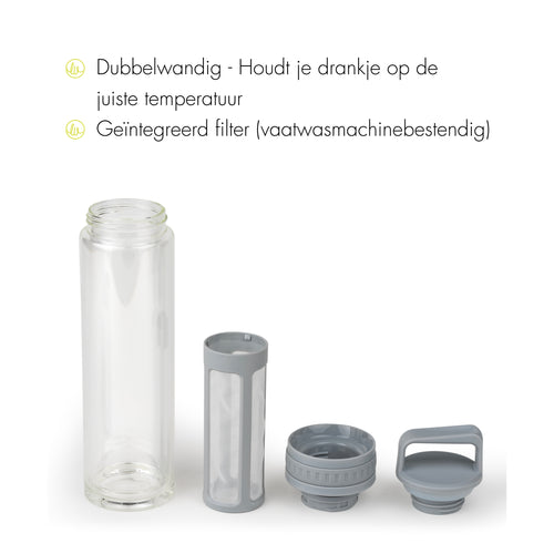 Leopold Vienna - Cold brew infuser bottle Moshi glas grijs