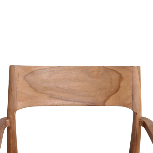 Raw materials teak eetkamerstoel Freya - zwart leer - 54x45x80 cm