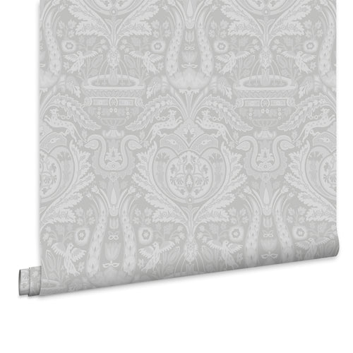Laura Ashley Vliesbehang - Heraldic Damask Slate Grey