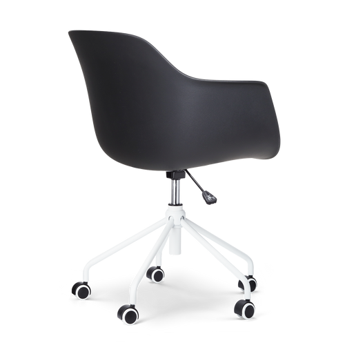 Nolon Nout-Liz eetkamerstoel zwart met naturelbeige zitkussen - wit onderstel