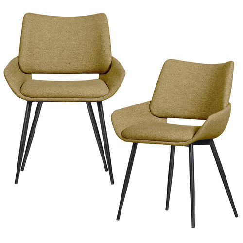 BePureHome eetkamerstoelen Parade - Melange Stof - Mosterd - Set van 2 - vtwonen shop