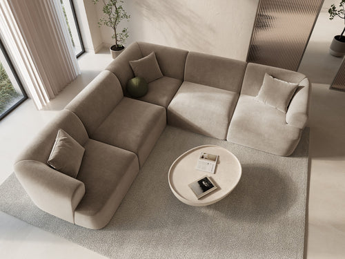 Cosmopolitan Design Symmetrische modulaire hoekbank Campi 6-zits, flueel donkerbeige - 255x255x70cm