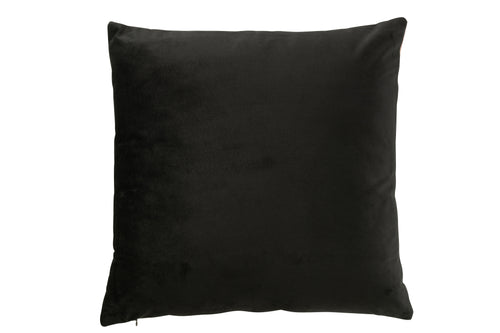 J-Line kussen Bedrukt Bloem - polyester/katoen - zwart/roze - vtwonen shop