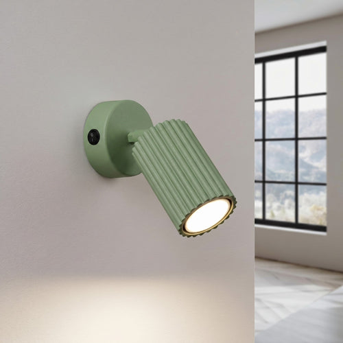 Sollux Lighting Wandlamp KARBON salie met schakelaar - 8x16x16cm