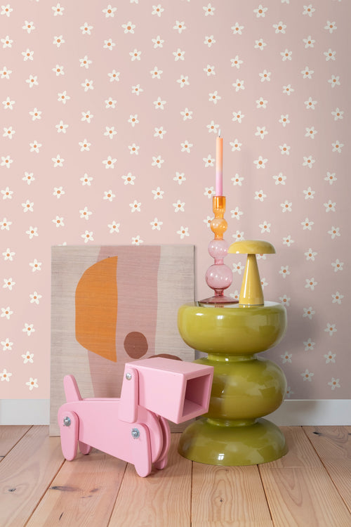 ESTAhome behang madeliefjes roze - 53 cm x 10.05 m - 131113