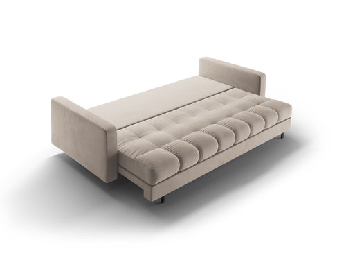 Cosmopolitan Design Slaapbank met opbergdoos Bali 3-zits, flueel donkerbeige - 84x222x105cm